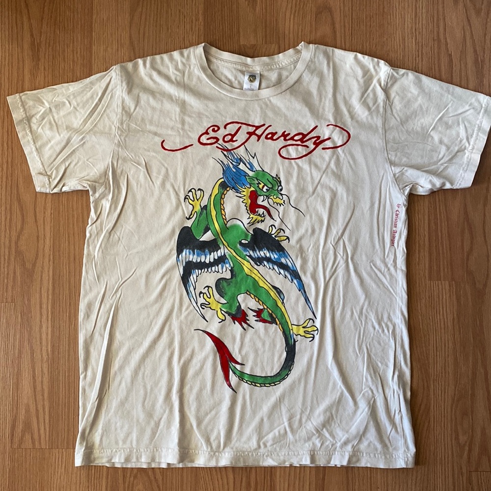 ❤️ Ed Hardy by Christian Audigier Dragon Logo Tee Size Large